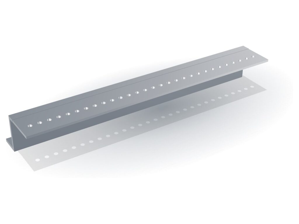 3D visualisation: STR Aluminium Reveal Profile with Perforated Flange, for Embedding in Filler